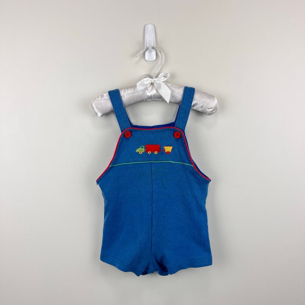 Vintage Carter's Blue Embroidered Truck Shortalls 24 Months USA